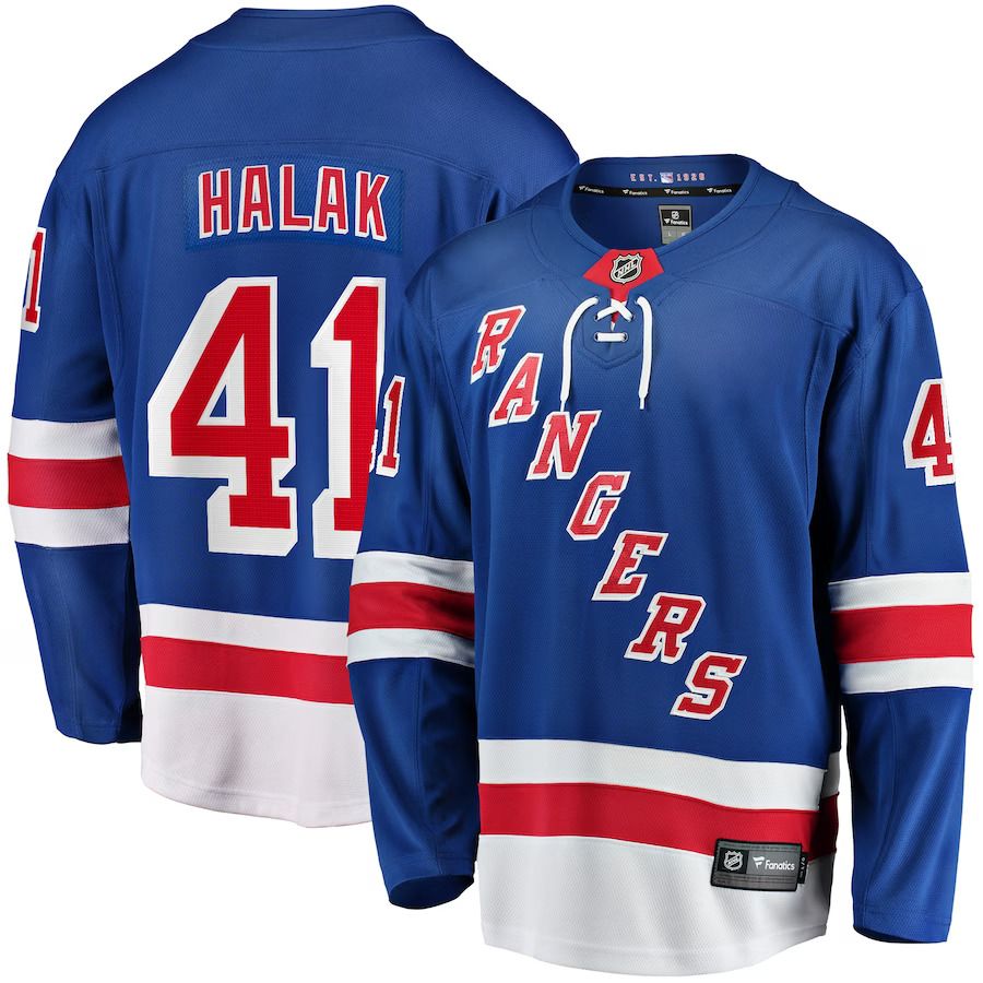 Men New York Rangers 41 Jaroslav Halak Fanatics Branded Blue Home Breakaway Player NHL Jersey